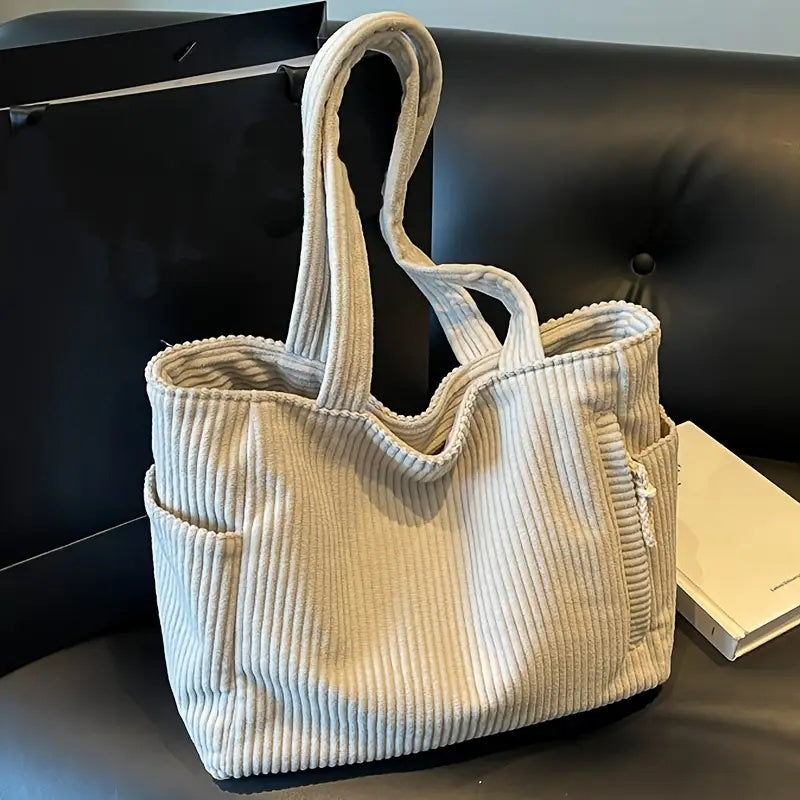 Simple Corduroy Commuter Shoulder Bag Female New Large Capacity Student Commuting To Class Messenger Bag Texture Female Bag