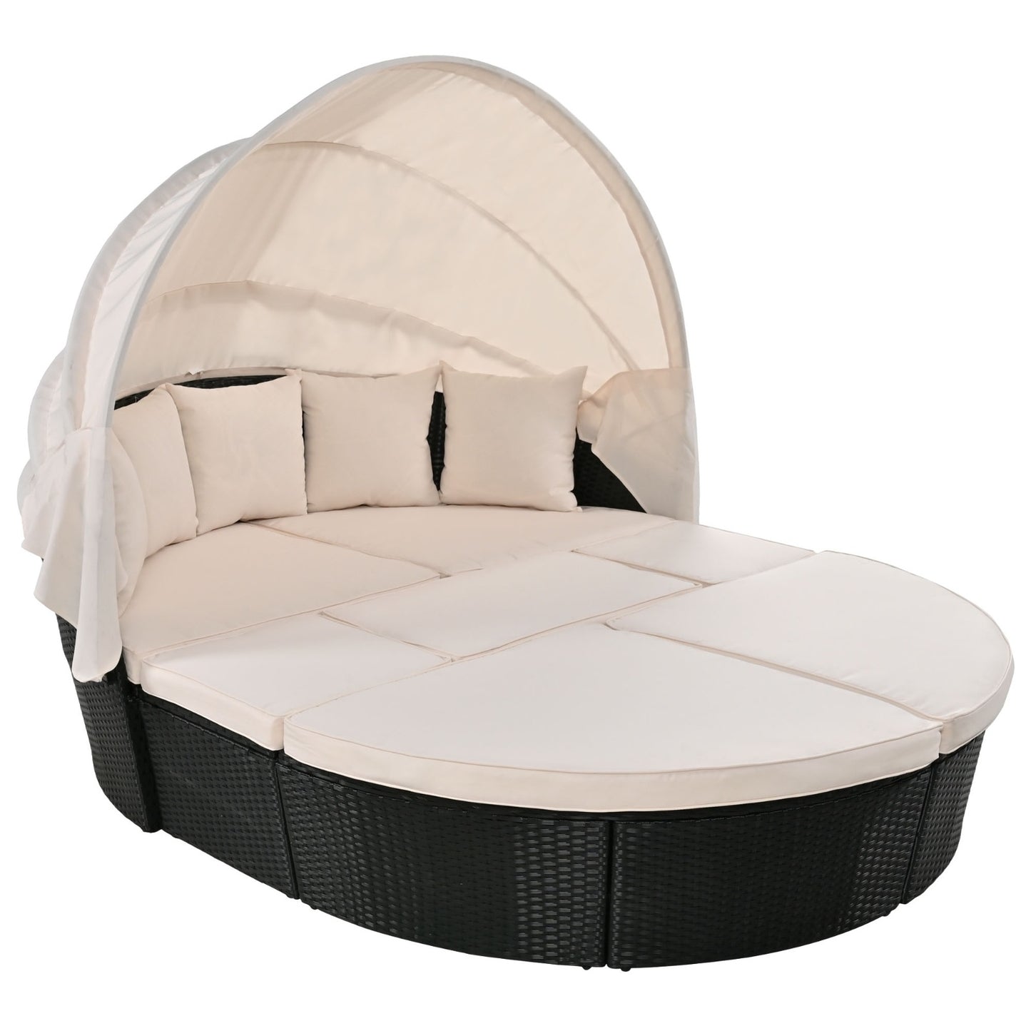 Circular Outdoor With Retractable Canopy Willow Bath Bed
