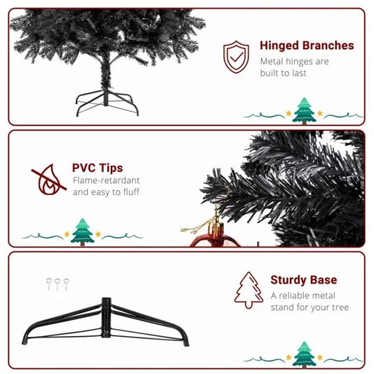 7ft 1800 Branch PVC Branch Iron Bracket Christmas Tree Black