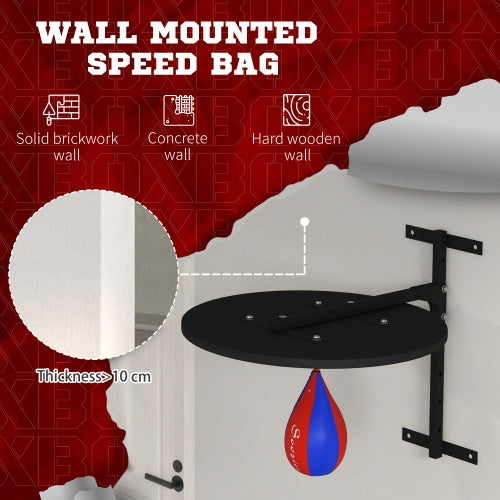 Soozier Adjustable Speed Bag Platform, Wall Mounted Punching Bag With 360-Degree Swivel For Home Fitness