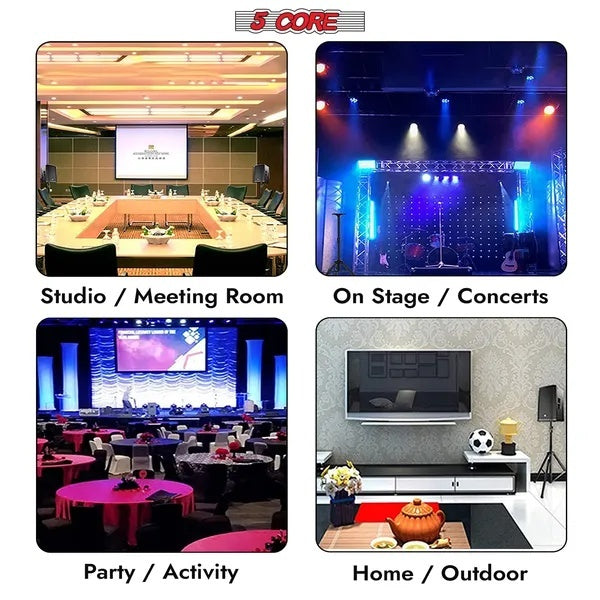 5 Core Speaker Stand Tripod Pair Floor Heavy Duty Adjustable Up To 72 Inch DJ Studio Monitor Stands Pole Mount - SS HD 2PK BLK BAG