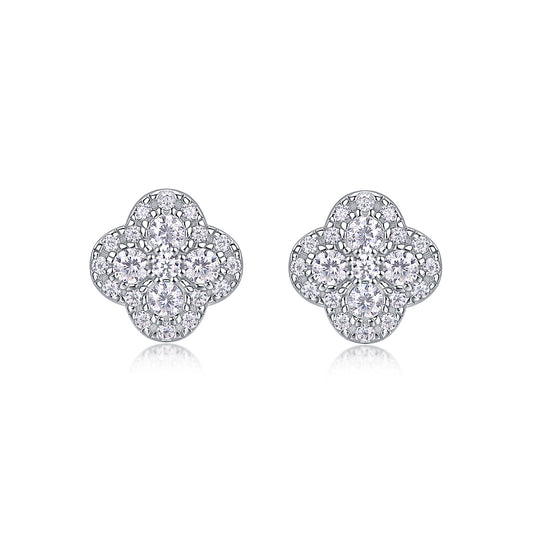 Fragrance Luxury Fashion Diamond Earrings Stud Inlaid With Mosan Diamond Silver Jewelry