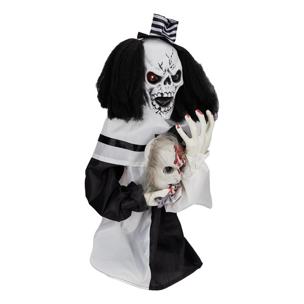 1.8ft Halloween Decoration Scary Clown, Sound-Actived Party Decor With Creepy Sound , Scary Haunted House Props For Indoor Party Home Table Garden Yard Lawn