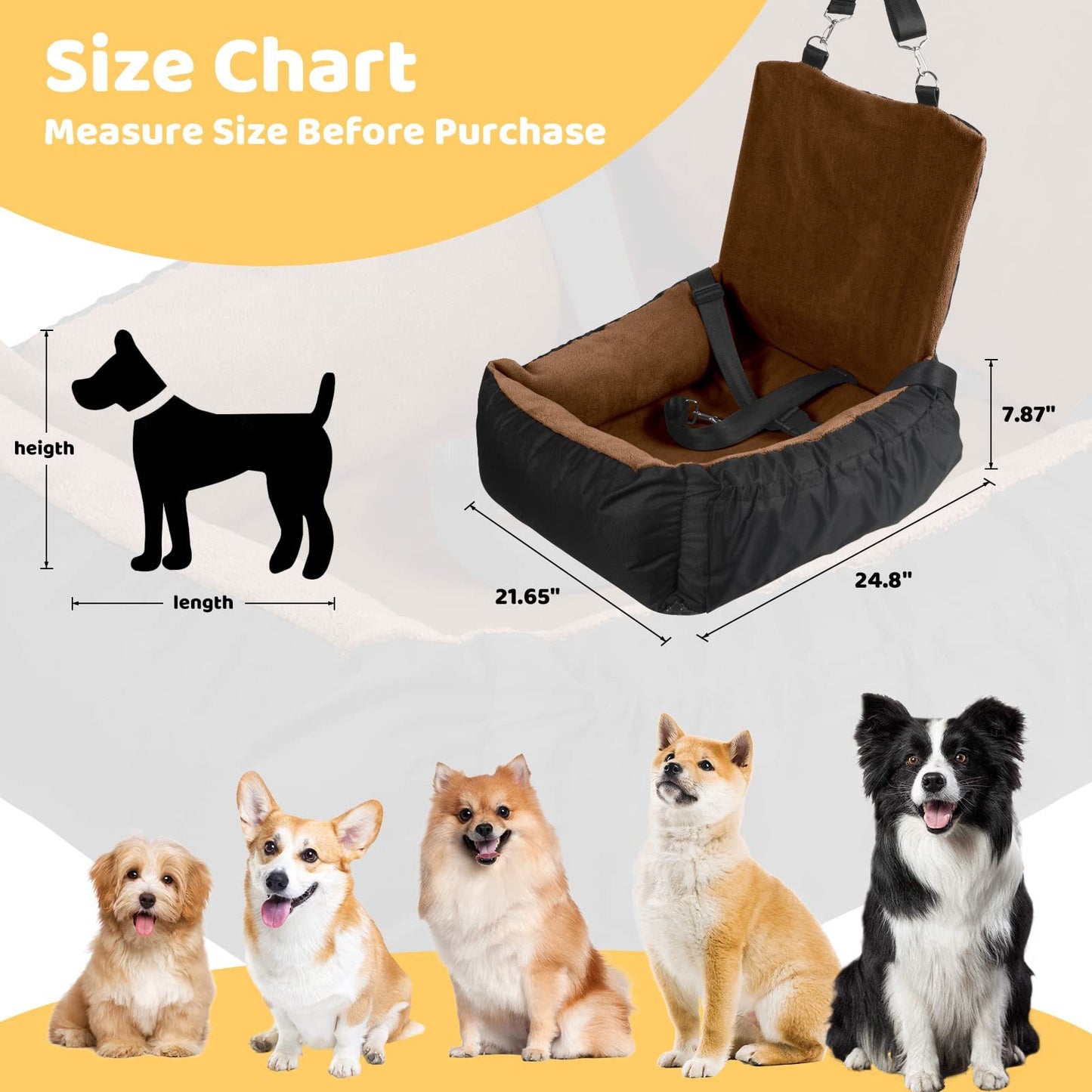 Pet Car Seat Brown Single Seat