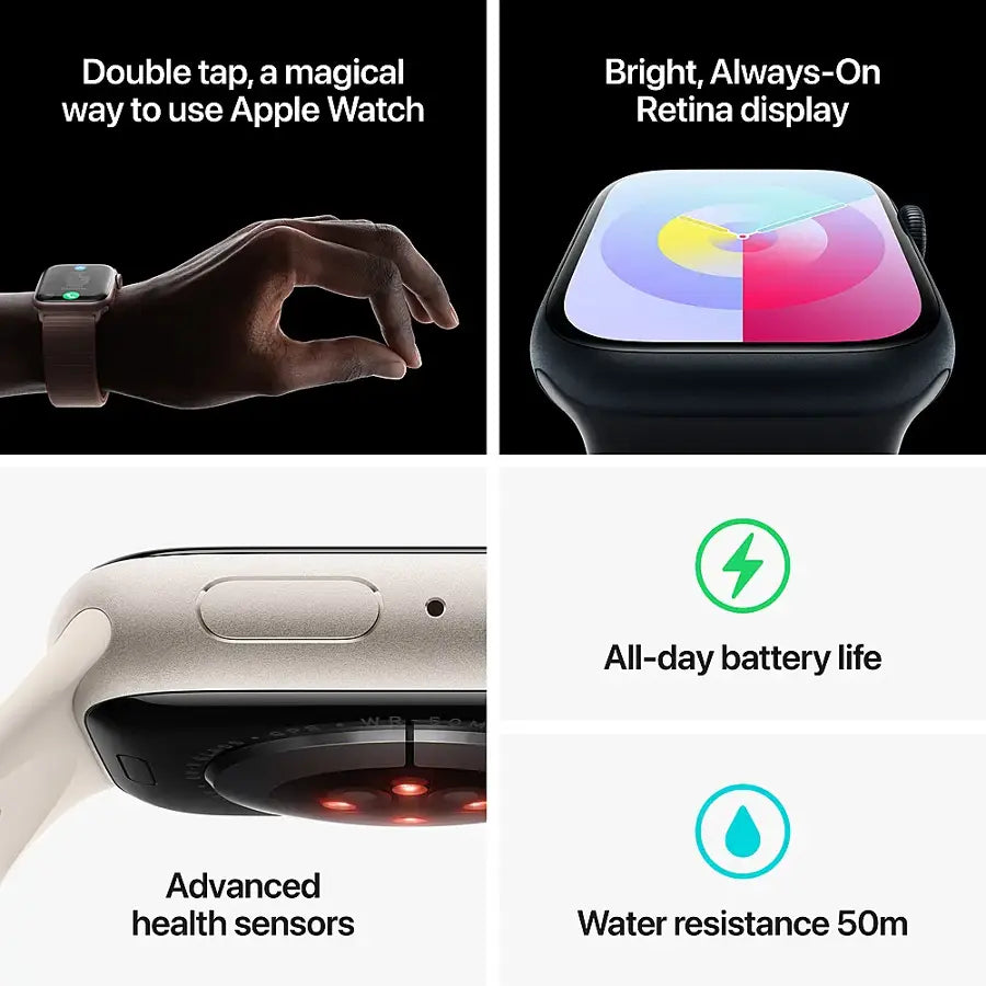 Apple Watch Series 9 (2023) – 45mm GPS Wi-Fi – Aluminum Case with Sport Band