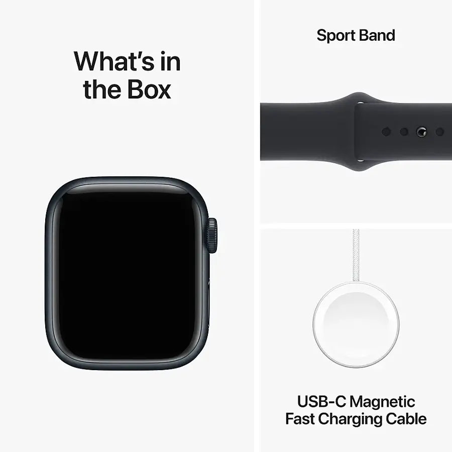Apple Watch Series 9 (2023) – 45mm GPS Wi-Fi – Aluminum Case with Sport Band