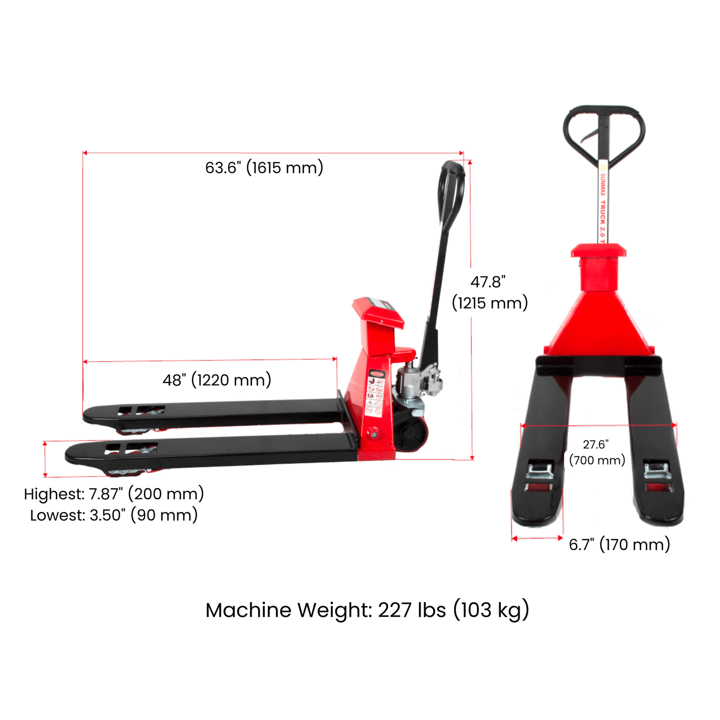 HD4400W Manual Pallet Jack with Scale, 4,400 lb Capacity, Best manual scale option