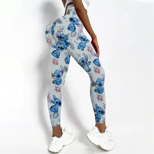 Disney Stitch Printed High Elasticity Tight Fitness High Waist Pants