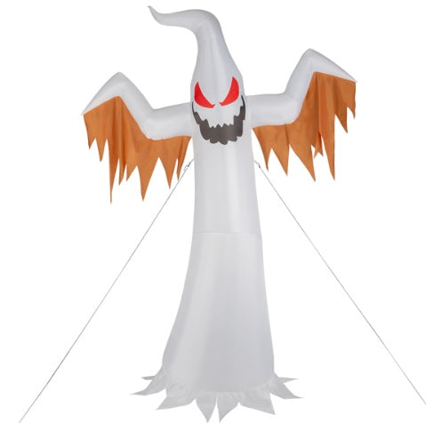 12ft 4pcs LED Lights Giant Scary Ghost Flames And Flashing Red Eyes Inflatable Halloween Decoration