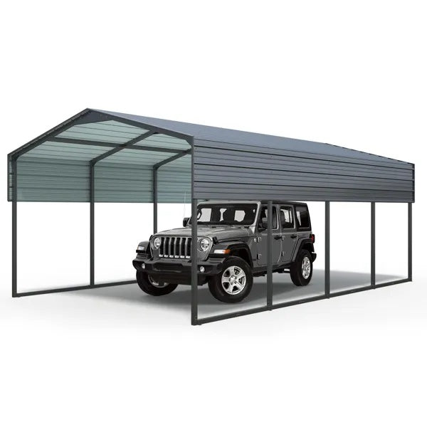 12x20 FT Metal Carport Heavy Duty With Reinforced Frame, Outdoor Garage Multi-Use Shelter Canopy Car Shelter For Pickup, Boat, Car And Tractors
