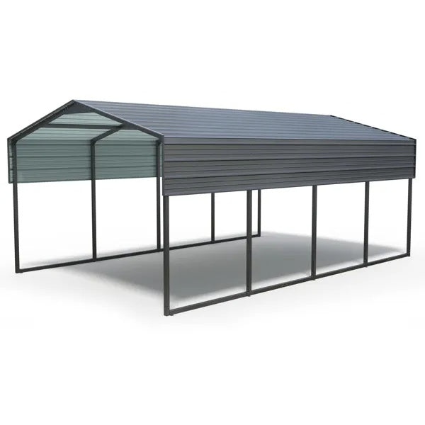 12x20 FT Metal Carport Heavy Duty With Reinforced Frame, Outdoor Garage Multi-Use Shelter Canopy Car Shelter For Pickup, Boat, Car And Tractors