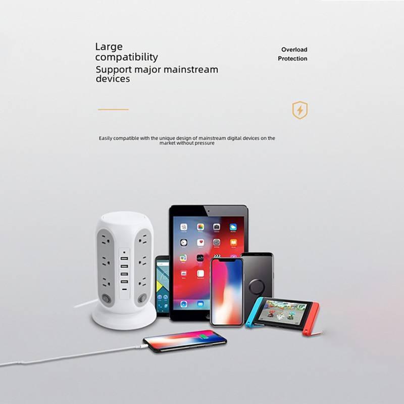 Home Multifunctional Five-hole USB Fast Charging Socket With Wire American Standard Plug, With Overload Protection Function