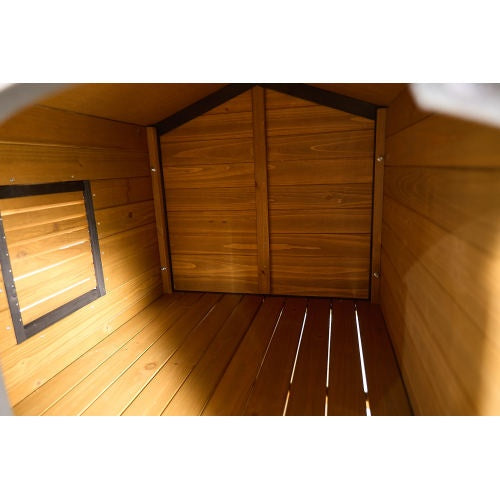 Large Wooden Dog House With Storage Box And Feeding Station, Outdoor Pet Kennel With Asphalt Roof, Porch, And Lockable Door Weatherproof Fir Wood Dog Home For Small To Medium Dogs