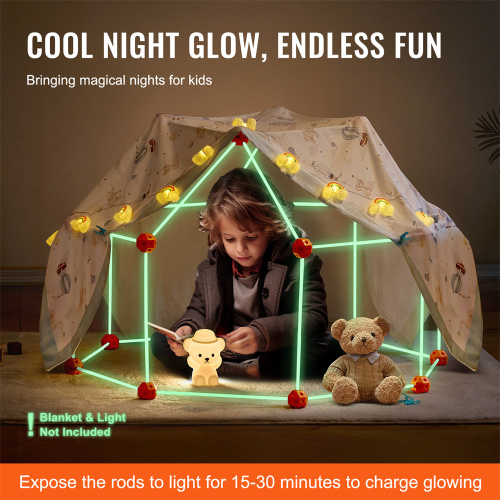 VEVOR Tent Fort Building Kit For Kid Glow In The Dark STEM Construction Toy 140P