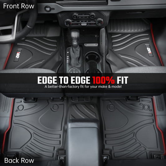 Car Floor Mats For 2021-2023 Ford Bronco 4 Doors 3D TPE All-Weather Floor Mats, Full Set Interior Car Accessories- Not Fit 2 Doors Version