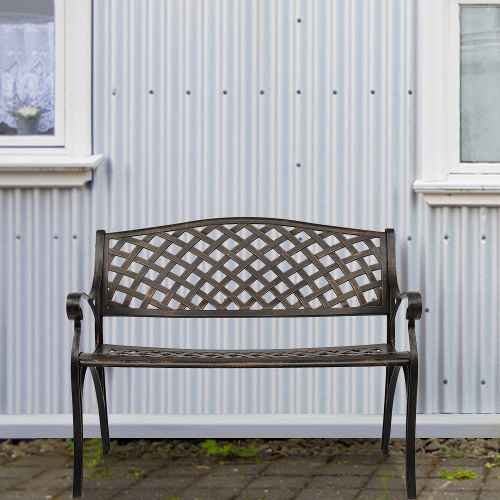 40.5-inch Outdoor Cast Aluminum Bench With Mesh Belt