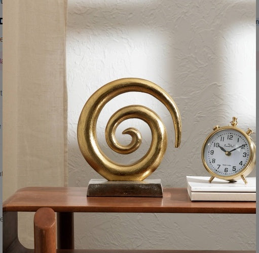 Spiral Design Aluminium Tabletop Decor With Base Gold Color