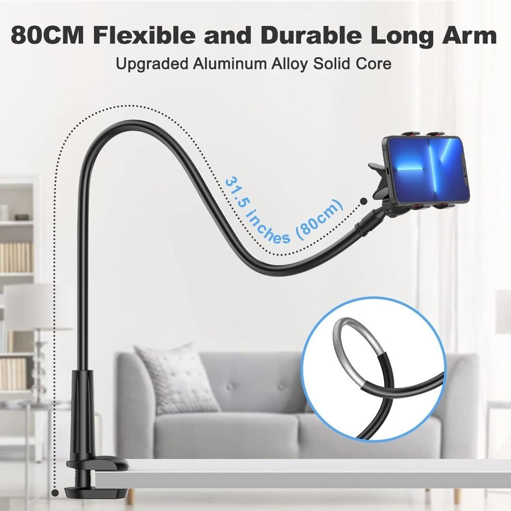 Newest Gooseneck Phone Holder 31in Long Flexible Lazy Arm Clip Adjustable Overhead Phone Mount For Phone