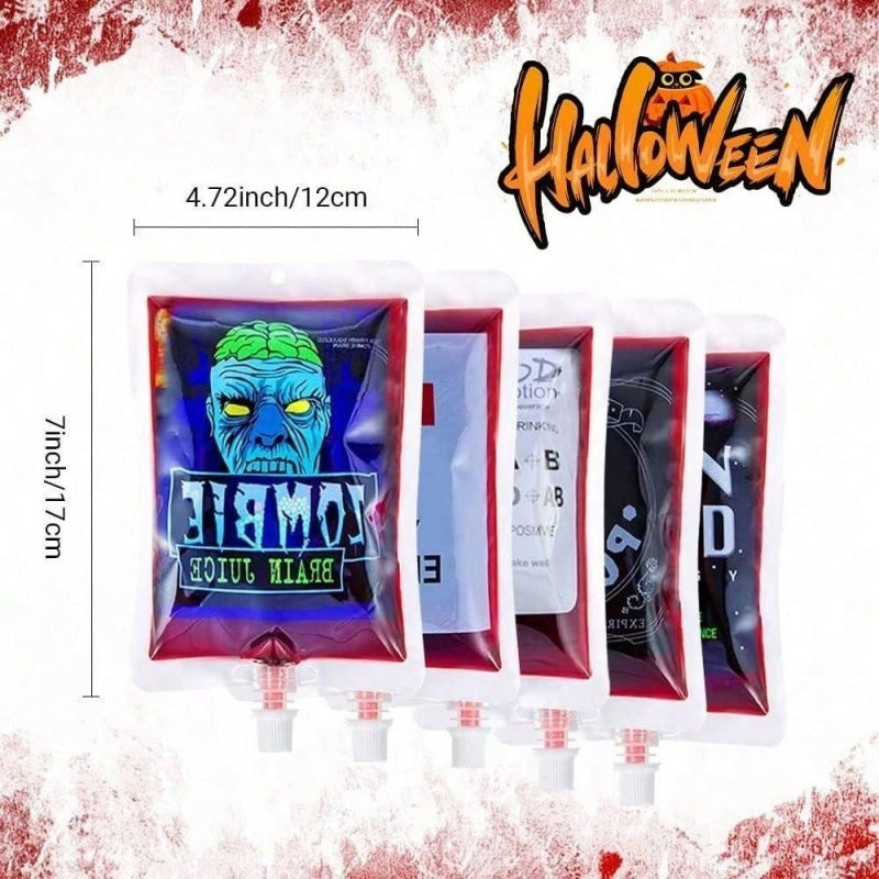 21-pack Halloween Blood Drink Bags, Reusable Blood Cup Containers With Funnels, Reusable Drink Containers For 'blood' Drinks At Themed Parties