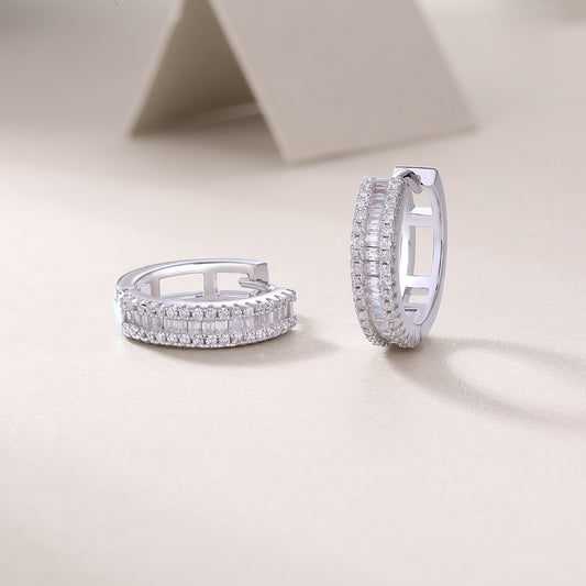 Woven Light Luxury Fashion Diamond Earrings Stud Inlaid With Mosan Diamond Silver Ornaments