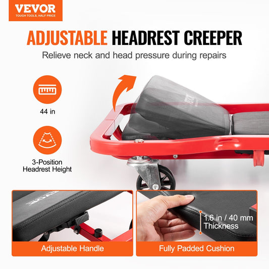 44 In Mechanic Garage Creeper 300 Lbs Capacity Automotive Rolling Creeper