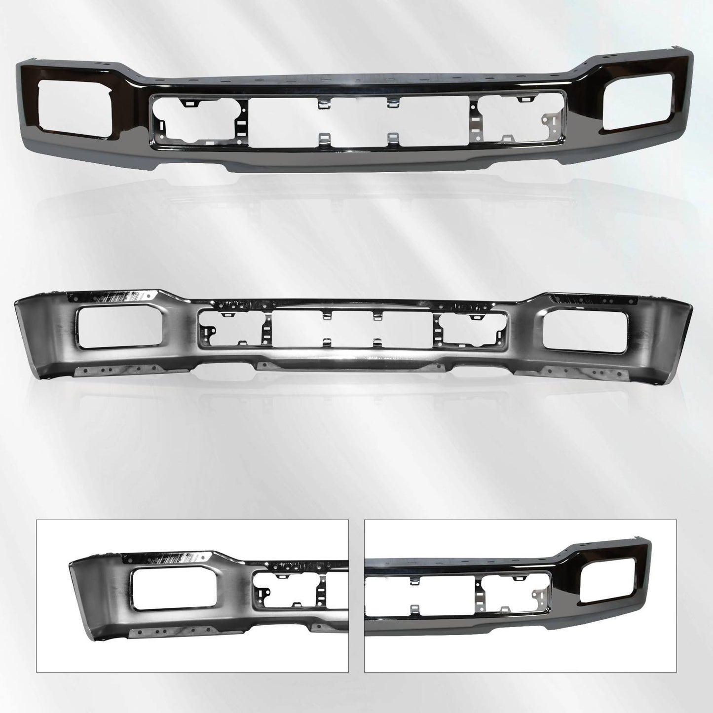 Premium Chrome Front Bumper For 2018-2020 Ford F-150 W Fog Light Holes