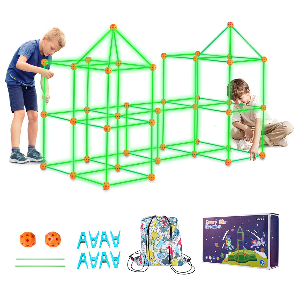 VEVOR Tent Fort Building Kit For Kid Glow In The Dark STEM Construction Toy 140P