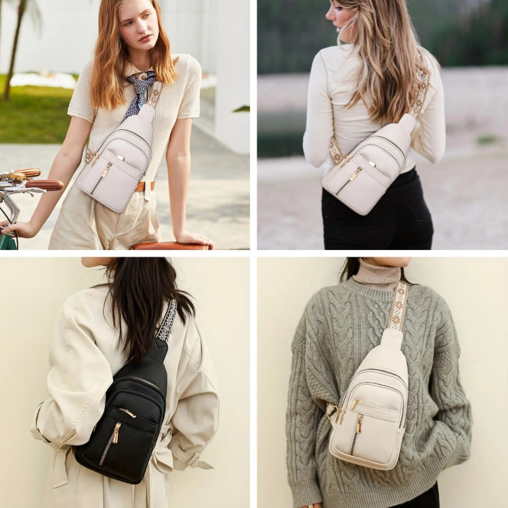 Vintage Style Women's Chest Bag, Non-Waterproof Zippered Shoulder Messenger Bag For Commuting, Crossbody Bag
