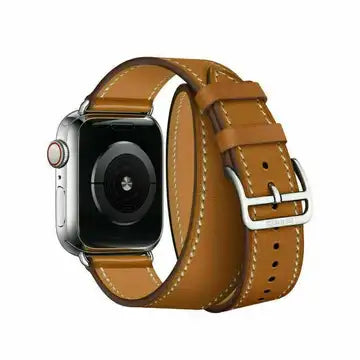 Apple Watch Series 7 (2021) 45 mm – Titanium Case • GPS + Cellular • 32GB – Brown Faux Leather Band