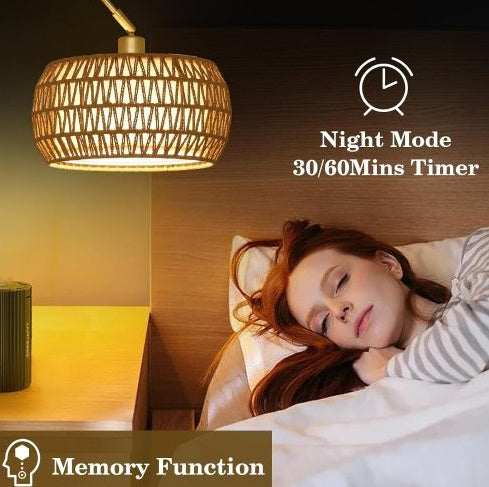 Simian Rattan Standing Lamp, 3 Color Temperature Adjustable Unavailable Platforms- Welfel
