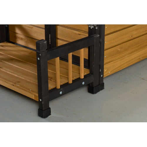 Large Wooden Dog House With Storage Box And Feeding Station, Outdoor Pet Kennel With Asphalt Roof, Porch, And Lockable Door Weatherproof Fir Wood Dog Home For Small To Medium Dogs