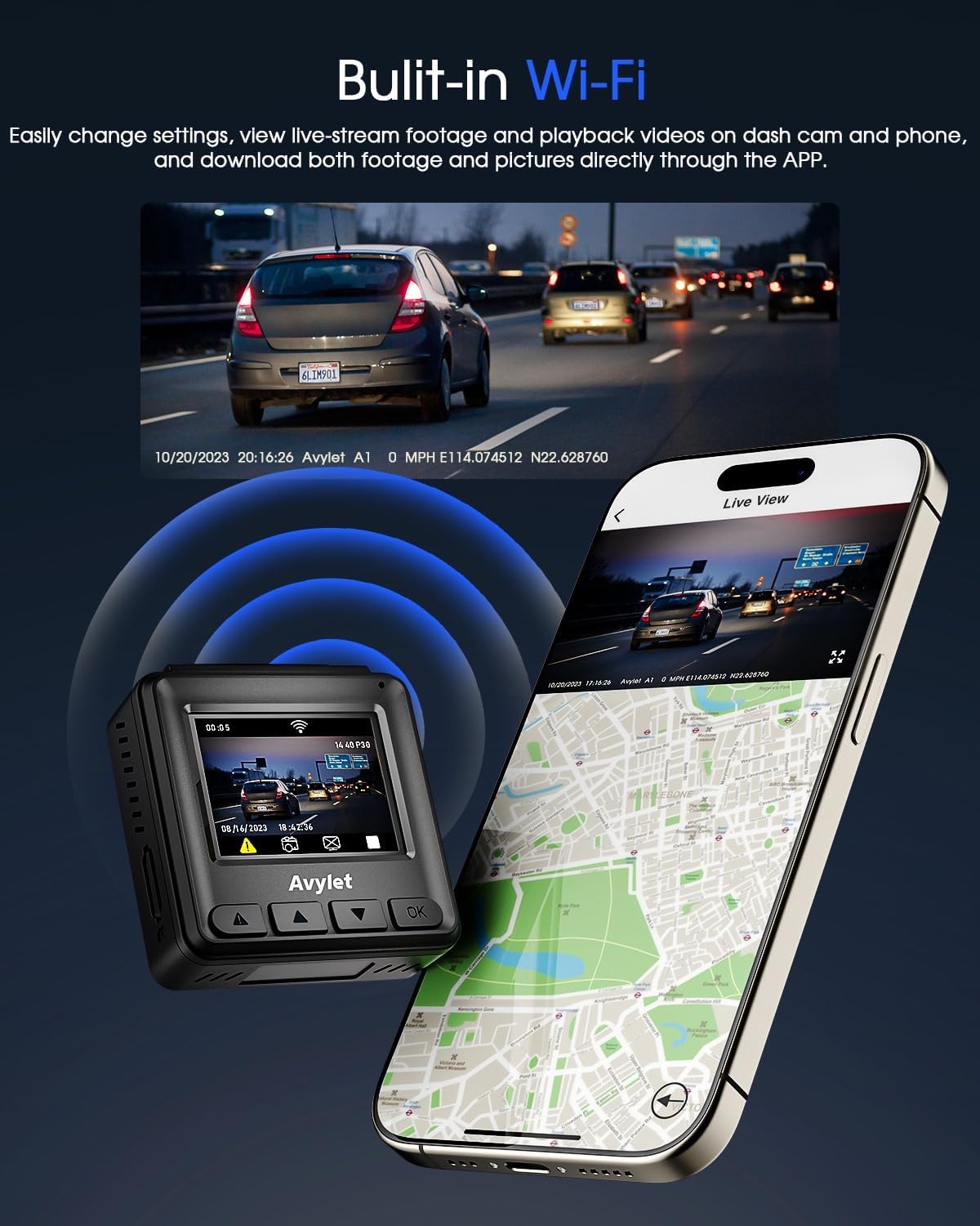 2K WiFi Smart Dash Cam