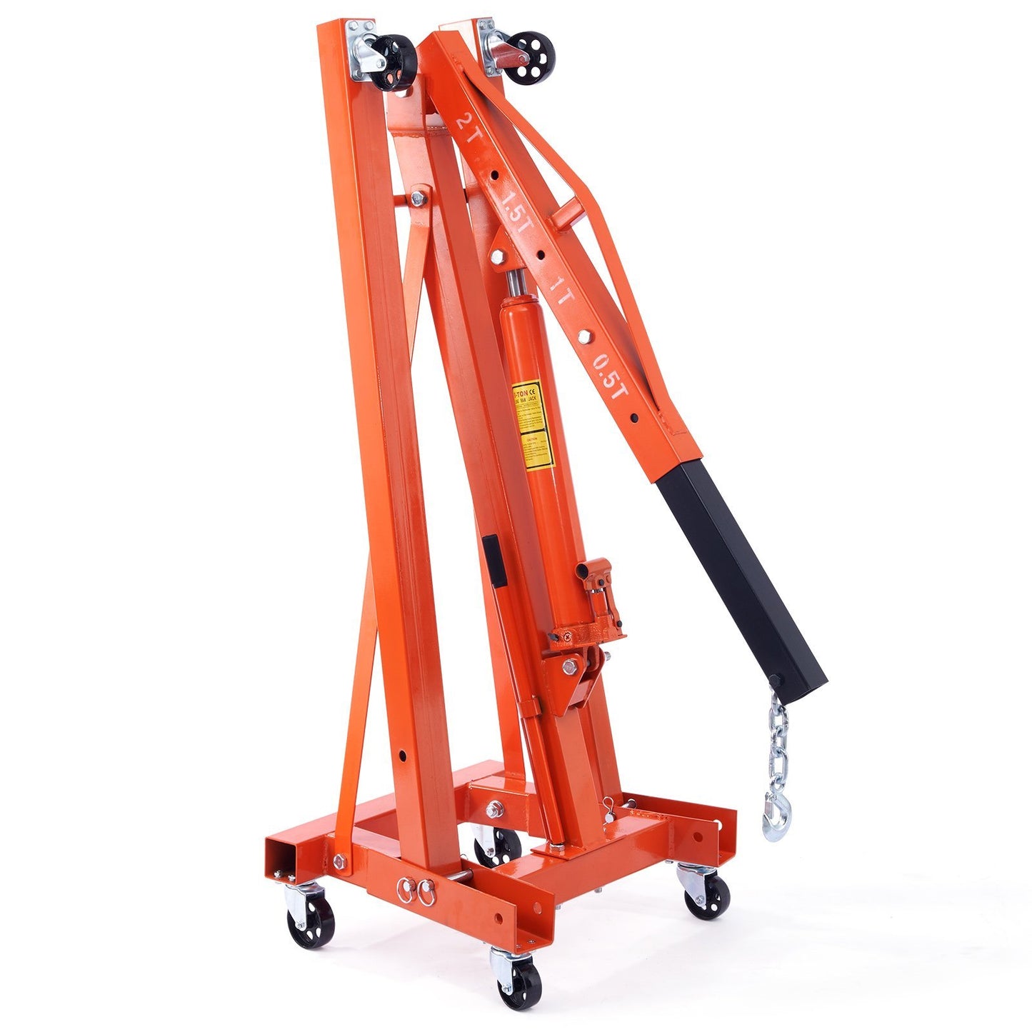 VEVOR Hydraulic Engine Hoist With Lever, 2 Ton 4400 LBS Heavy-duty Cherry Picker Shop Crane, Foldable Engine Crane And Engine Hoist Leveler For Auto Repair, Motors, Weights Lifting, Loading