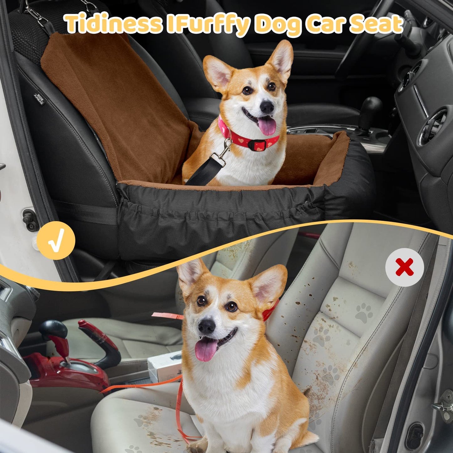 Pet Car Seat Brown Single Seat