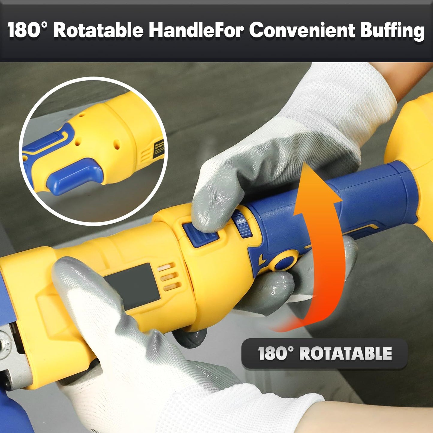MaxMore 5 Inch Car Buffer Polisher Compatible With DE Walt 20V MAX Battery, 6-Speed Variable Speed Cordless Track Random Waxer, Dual Acting, 5,000RPM Brushless, Detachable Handle For Polishing Details