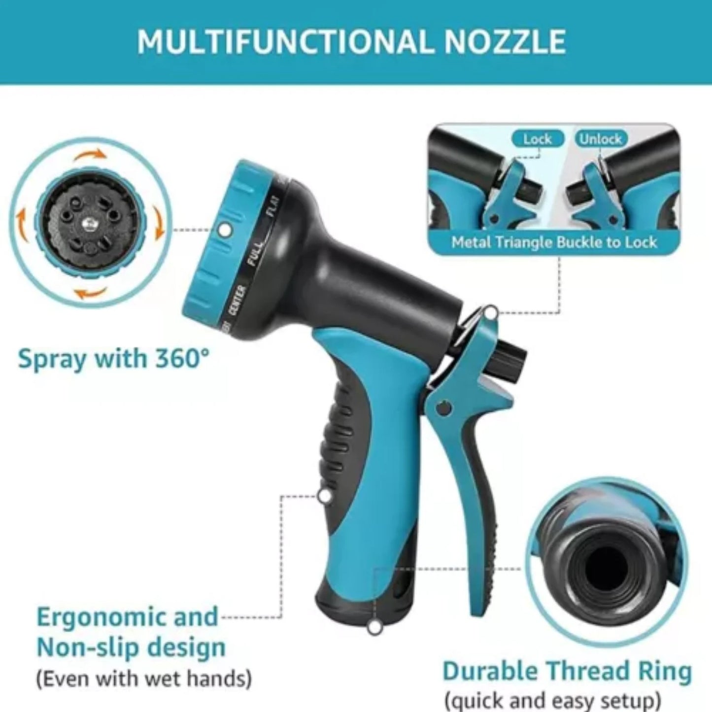 Amazingforless Water Hose Upgraded Leakproof Lightweight No-Kink Garden Hose Flexible Expanding Water Hose Black Blue