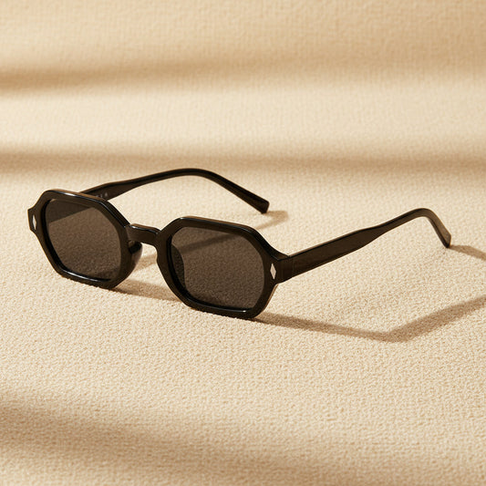 Polygonal Small-Frame Sunglasses – Hexagonal Unisex UV Protection
