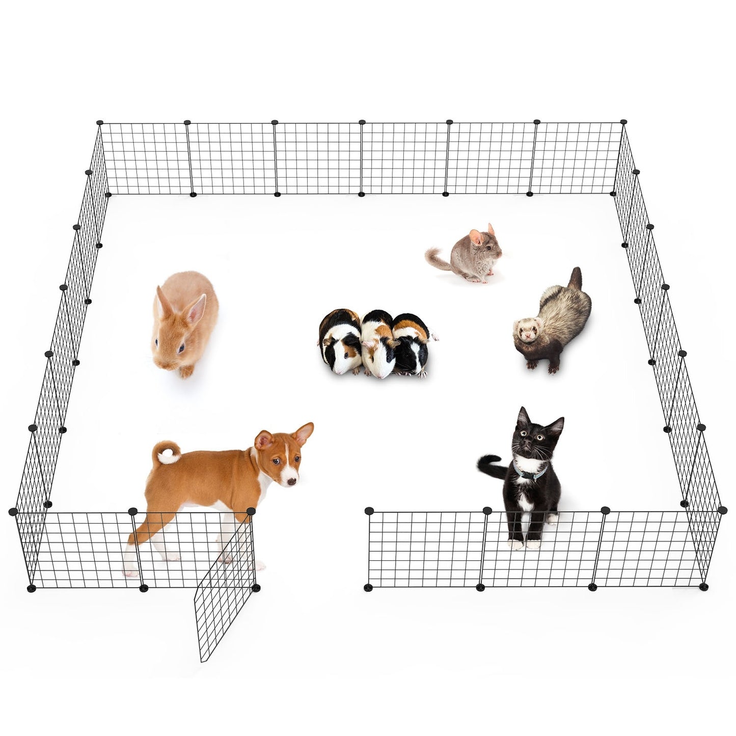 1Pc Small Animal Playpen With Door Dog Metal Playpen Small Medium Kitten Puppy Guinea Pig Rabbit Kennel Small Animal Cage Metal Wire Fence For Indoor Outdoor Yard Camping