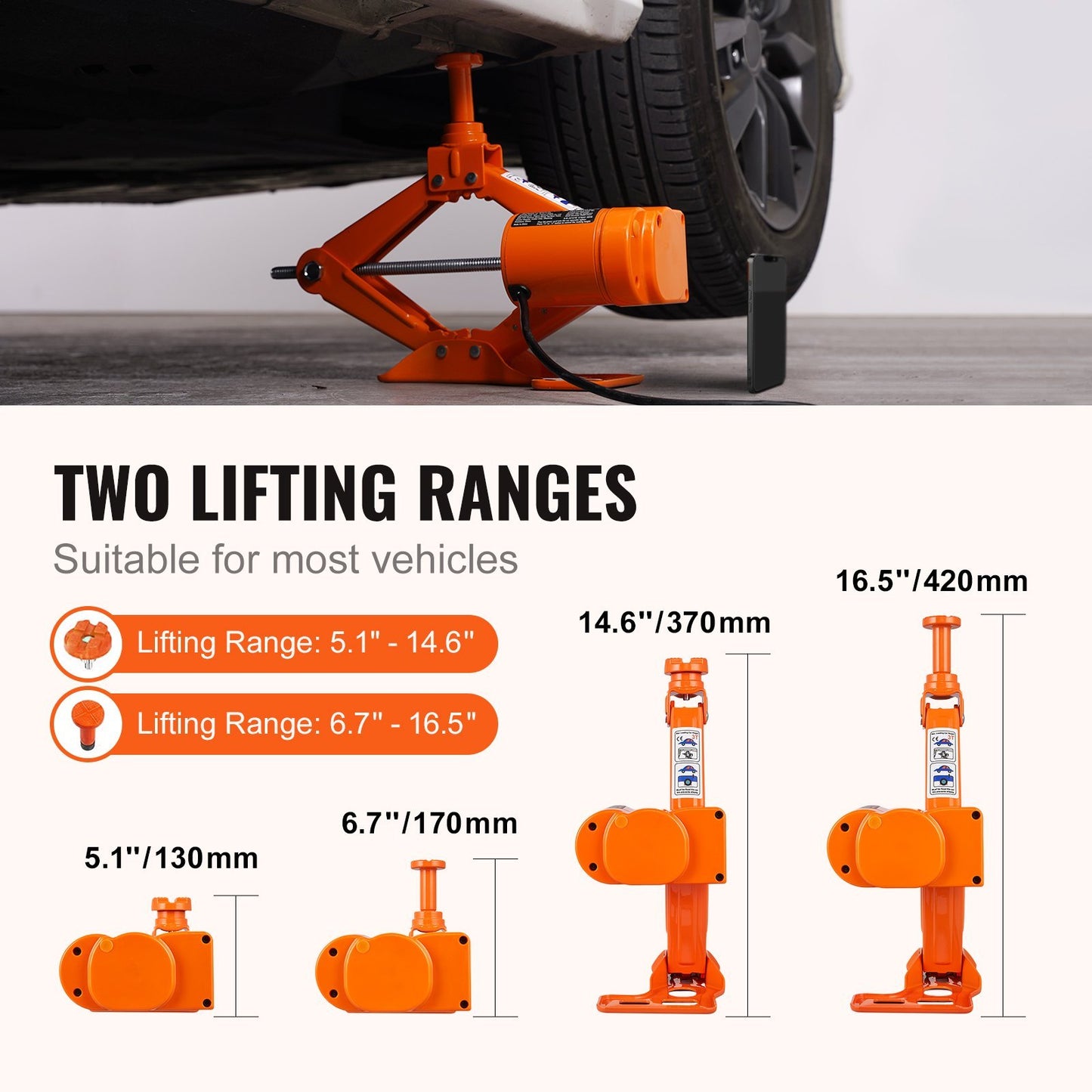 Electric Car Jack, 3 Tons 6600 Lbs Scissor Jack With Electric Impact Wrench, 12V Car Jack With Double Saddles With Remote Control, Portable Car Jack Lifting For Sedan, SUV, Truck Tire Change