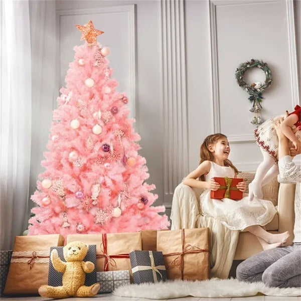 6ft Pink Christmas Tree - 1036 Flourishing Branch Tips For Dreamy Festive Ambiance