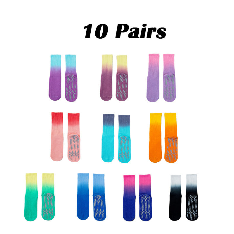 10 Pairs Women Yoga Socks Non-Slip Grips Straps For Added Balance And Stability Ideal For Pilates Pure Barre Ballet Dance Barefoot Workout