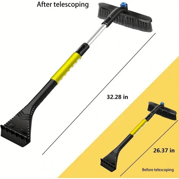 26 Inch 3in1 Car Extendable Snow Ice Scraper & Brush For Car SUV Trucks, Detachable No Scratch Ice Scraper With Ergonomic Foam Grip Pivoting PVC Brush Head For Car Windshield PVC Brush