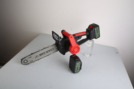 1Pc 12Inch Electric Cordless Chainsaw With 2Pcs 21V 3000mAh Battery And Charger Brushless Battery Operated Handheld Chainsaw With Auto Oiler Safety Switch For Tree Trimming Wood Cutting