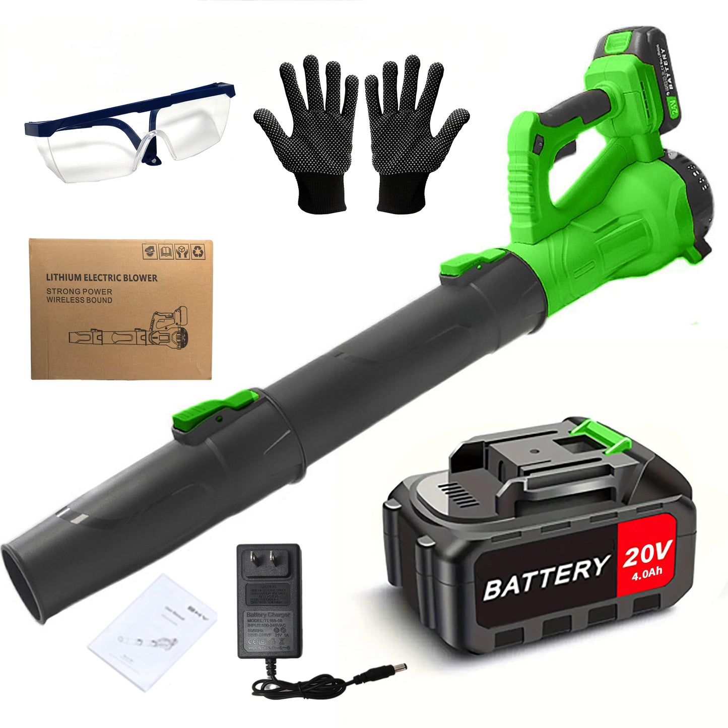 Cordless Leaf Blower 20V Electric Leaf Blower With4.0Ah Batteries And Fast Charger, Variable Speed, Turbo Mode, Battery Powered Handheld Leaf Blowers For Lawn Care And Clearance Yard Leaves