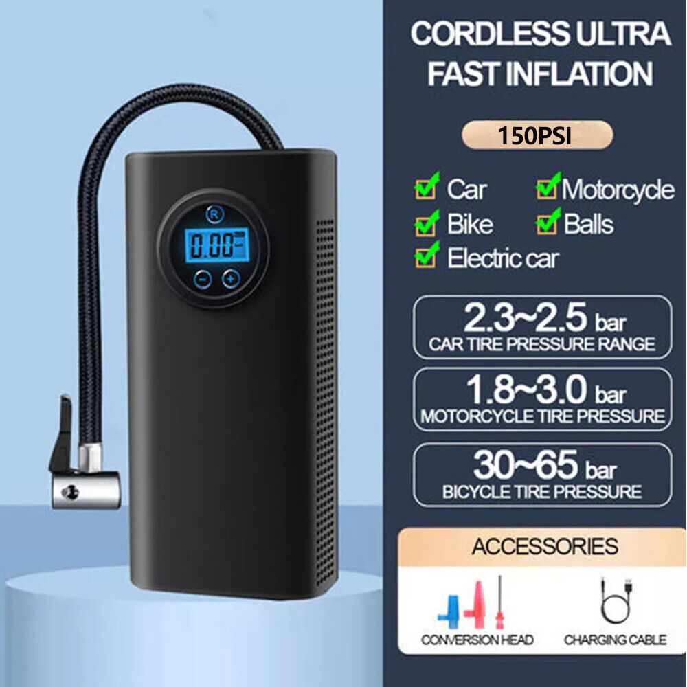 LCD Electric Battery Air Car Bicycle Tyre Compressed Air Compressor 150PSI
