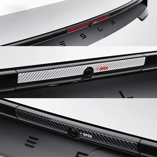 Model Y Juniper Rear Trunk Button Sticker | Flexible Urethane Carbon Fiber