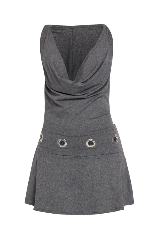 Urban Edge Hooded Open Back Mini Dress Built In Shorts