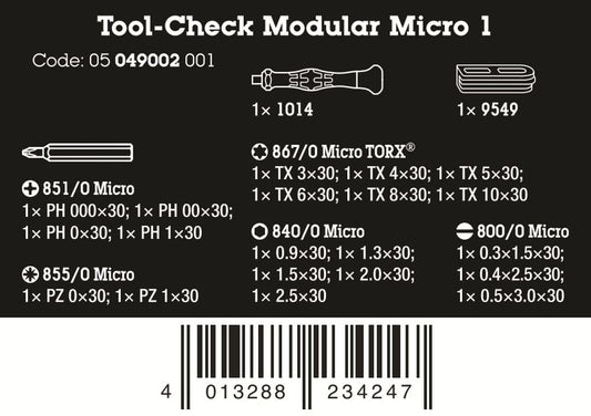 Wera Tool-Check Modular Micro 1 Precision Screwdriver Set 21 Pieces 05049002001