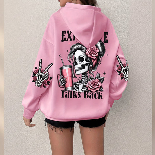 Women's Skull & Letter Print Long-Sleeve Sweatshirt