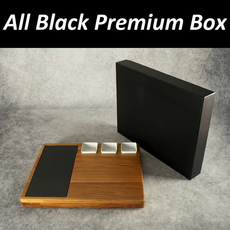 Acacia Wood Cheese Board Set with Integrated Storage Drawer